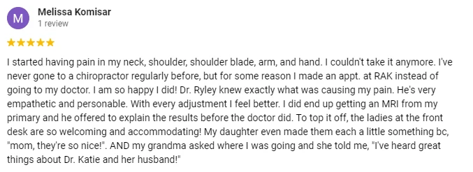 Chiropractic Rochester MN Testimonial Melissa K